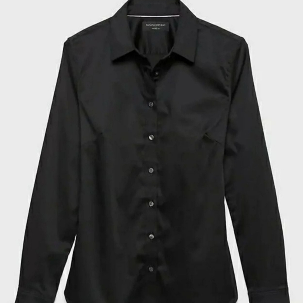 BANANA REPUBLIC Non-Iron Fitted Dress Shirt Long-Sleeved Button Size 10 - Picture 2 of 12